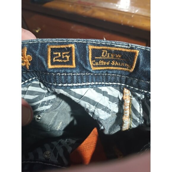 Rock Revival Drew Jeans Womens 25 Cuffed Skinny Distressed 26x29.5 - Picture 5 of 8